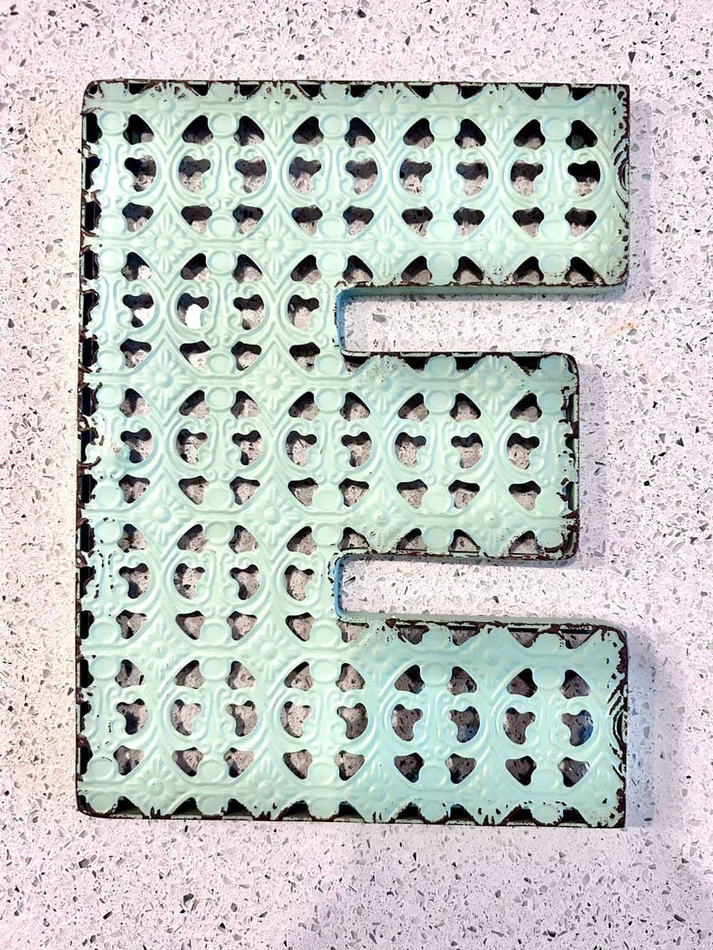 Decorative Letter E Wall Accent in Mint Green